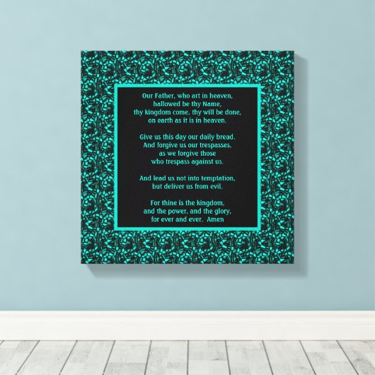 主の祈りの言葉わが父の抽象芸術 キャンバスプリント (インサイチュ (ウッドフロア))