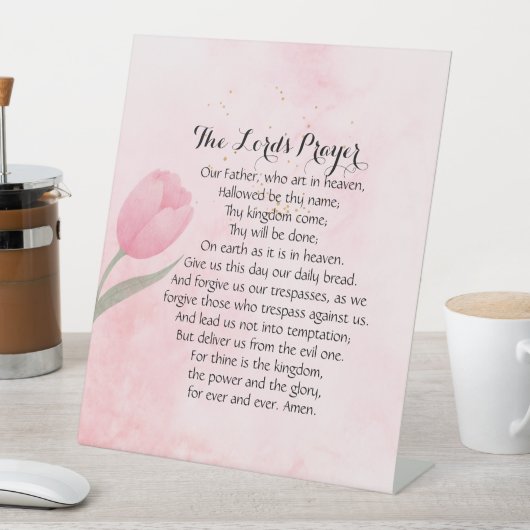 主の祈りの言葉をフィーチャーしたホームデコール 台座サイン (インサイチュ)