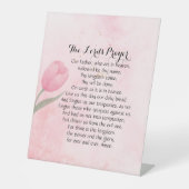 主の祈りの言葉をフィーチャーしたホームデコール 台座サイン (正面)