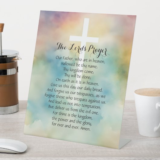 主の祈りの言葉をフィーチャーしたホームデコール 台座サイン (インサイチュ)