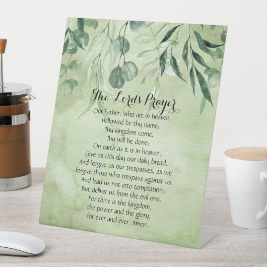 主の祈りの言葉をフィーチャーしたホームデコール 台座サイン (インサイチュ)