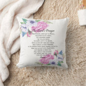主の祈りの言葉ピンクフローラ、マタイ6:9-13 クッション (ブランケット)