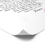 主の祈りの言葉ピンクフローラ、マタイ6:9-13 ポスター (角)