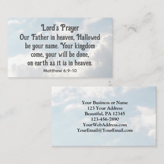 主の祈りの言葉マタイ6:9-10聖書の聖句 名刺 (正面/裏面)