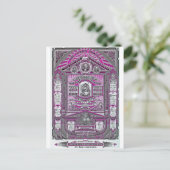 主の祈りの言葉ヴィンテージ版木、銅版、版画(ピンク) ポストカード (スタンド正面)