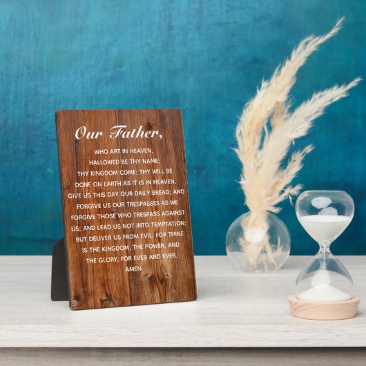 主の祈りの言葉天国で芸術する私たちの父 フォトプラーク (側面)