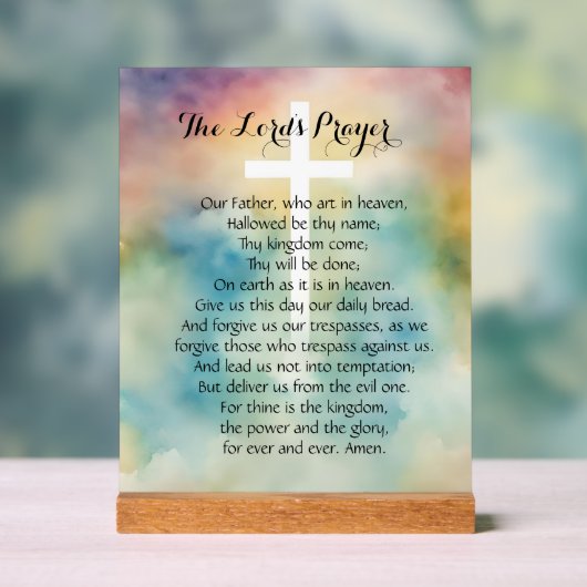主の祈りの言葉水の色クロス アクリルサイン (ニュートラル)