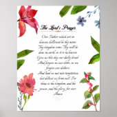 主の祈りの言葉水彩壁画ポスター ポスター (正面)