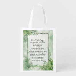 主の祈りの言葉水彩植物学ポスタープリント エコバッグ
