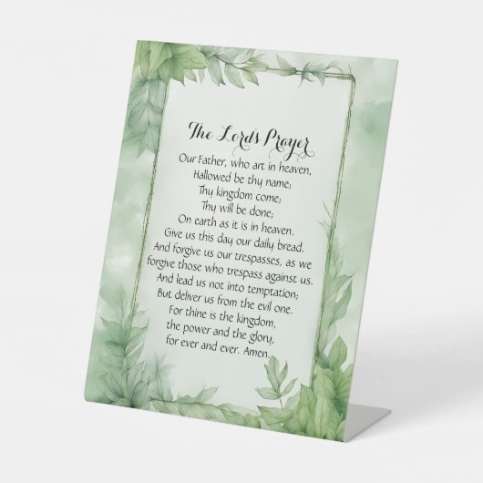 主の祈りの言葉水彩植物学ポスタープリント 台座サイン (正面)