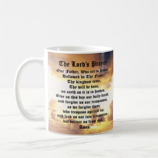 主の祈りの言葉祈りの言葉マグ コーヒーマグカップ (左)