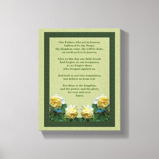 主の祈りの言葉私たちの父のバラ キャンバスプリント (正面)