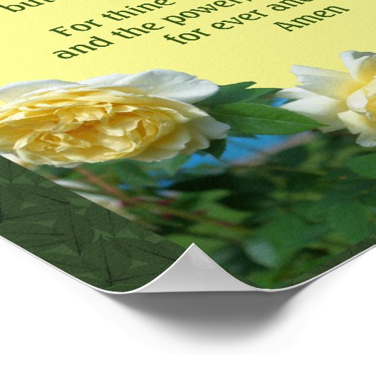 主の祈りの言葉私たちの父のバラ ポスター (角)