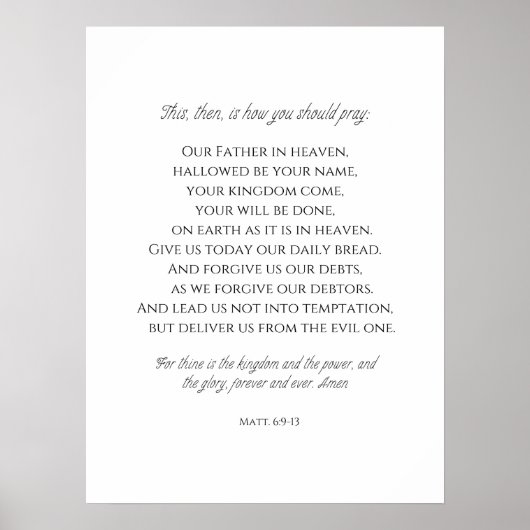 主の祈りの言葉。 ポスター (正面)