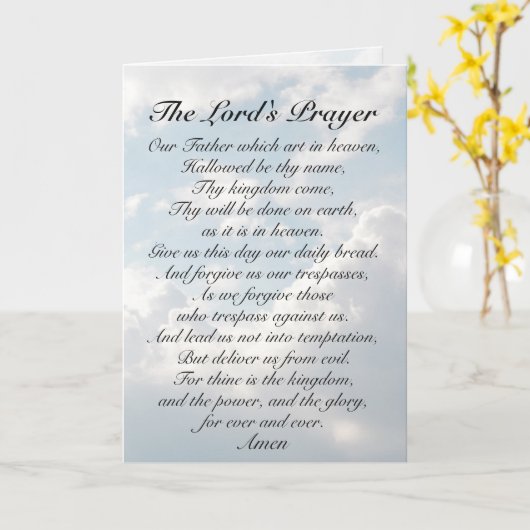 主の祈りの言葉、私たちの父は天国で芸術を学んだ。 カード (黄色い花)
