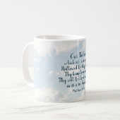 主の祈りの言葉、私たちの父は天国で芸術を学んだ。 コーヒーマグカップ (正面左)