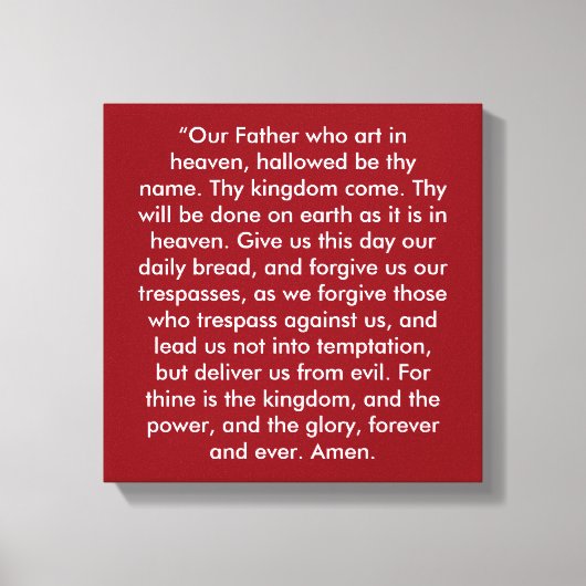 "主の祈りの言葉" 12 x 12キャンバスプリント キャンバスプリント (正面)
