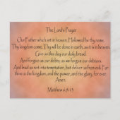 主の祈り、オレンジ色のヴィンテージ背景 ポストカード (正面)