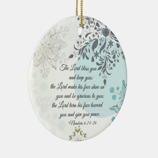 主の祝福があなたにあります、民数記6:24、聖書のクリスマス セラミックオーナメント (右)