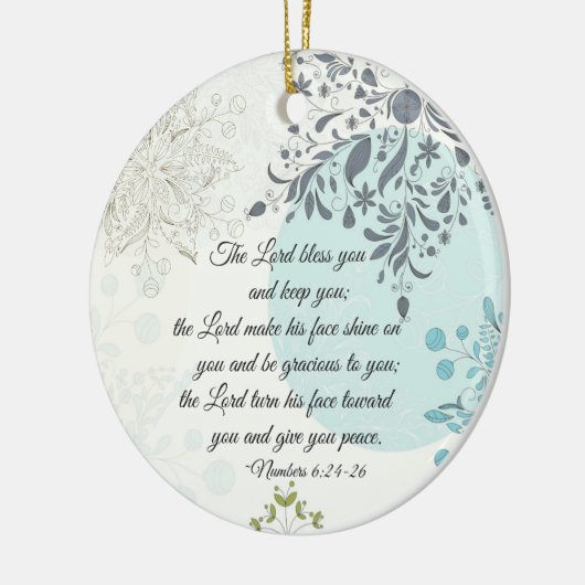 主の祝福があなたにあります、民数記6:24、聖書のクリスマス セラミックオーナメント (左)