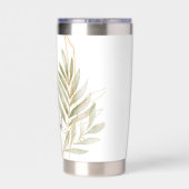 主の緑のと金ゴールドのフレームに仕える 保温保冷タンブラー (背面)