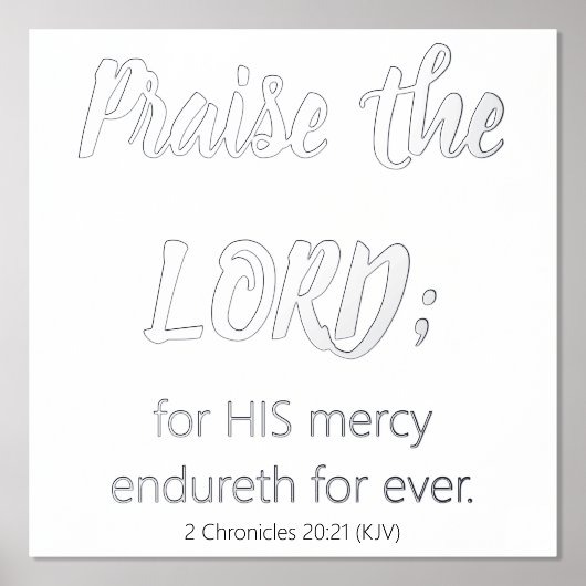 主の聖書の聖句を賛美する黒白12 X 12 箔ポスター (正面)