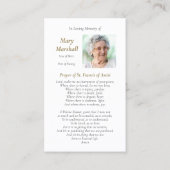 主の葬儀エンジェル祈りの言葉同情カード1 名刺 (裏面)