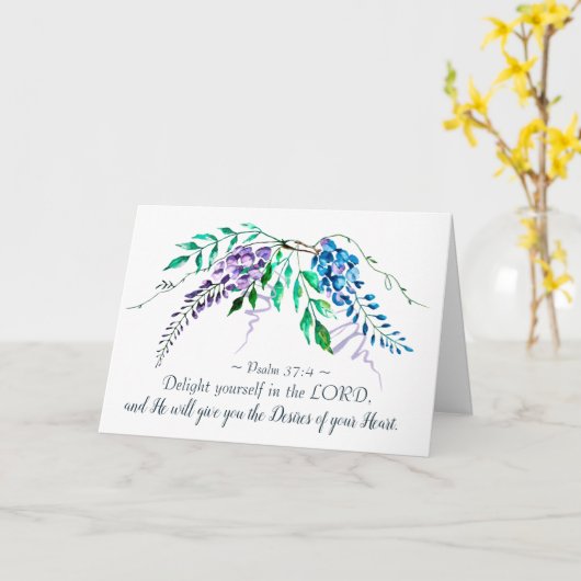 主の賛美歌の37:4の歓喜あなた自身、花柄 カード (黄色い花)