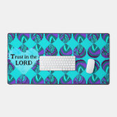 主の魚の信任紫の葉ティール（緑がかった色）グレイ デスクマット (キーボード&マウス)