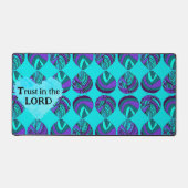 主の魚の信任紫の葉ティール（緑がかった色）グレイ デスクマット (正面)