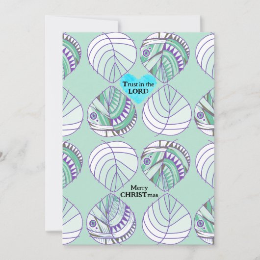 主の魚の海のクリスマス葉を信じて シーズンカード (正面)