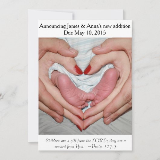 主の~の妊娠の発表からのギフト 案内状 (正面)