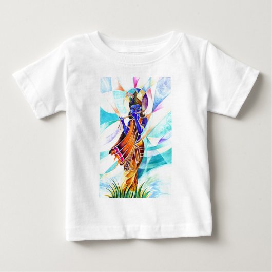主のKrishnaハンドメイドの抽象的な絵画 ベビーTシャツ (正面)