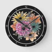 主はあなたと共におられ、あなたを強めてくださる 花の芸術 ラウンド壁時計 (正面)