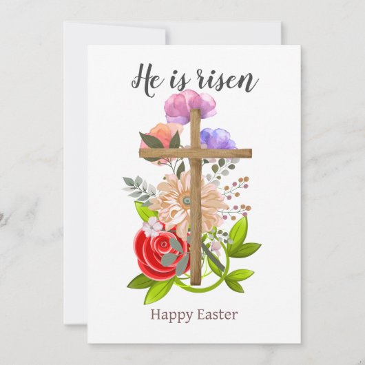 主はよみがえられました、花の木のイースタークロス、宗教 シーズンカード (正面)
