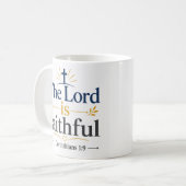 主は信実なり 感動を与えるクリスチャンの引用句 コーヒーマグカップ (正面左)