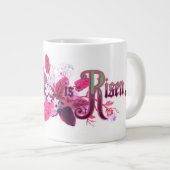 主は復活したヴィンテージイースターアートマゼンタピンク ジャンボコーヒーマグカップ (正面右)