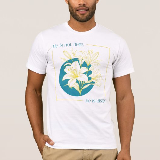 主は復活した！ - イエロー + ティール リリー Tシャツ (正面)