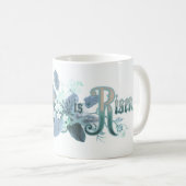 "主は復活した"ヴィンテージイースターアート光ティール（緑がかった色） コーヒーマグカップ (正面右)