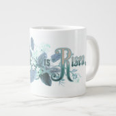 "主は復活した"ヴィンテージイースターアート光ティール（緑がかった色） ジャンボコーヒーマグカップ (正面右)