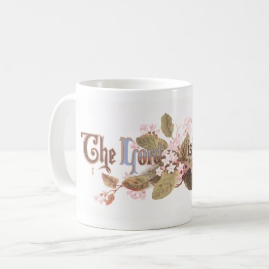 「主は復活した」ヴィンテージ イースターの花 コーヒーマグカップ (正面左)