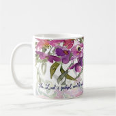 主は忠実な水色のフローラ・クリスチャン コーヒーマグカップ (左)