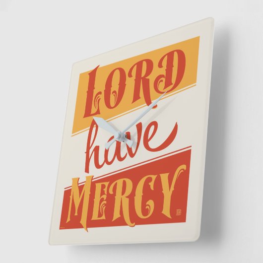 主は慈悲を有す スクエア壁時計 (傾斜)