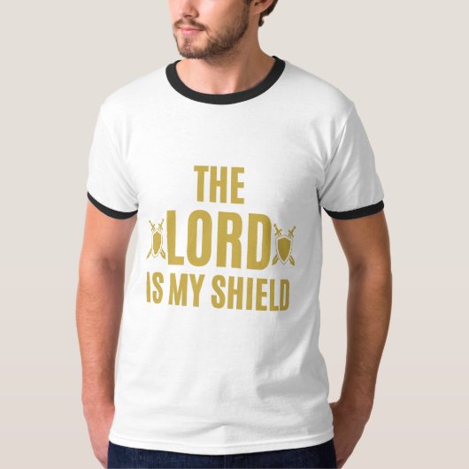 主は私のシールド引用文メンズリンガー Tシャツ (正面)