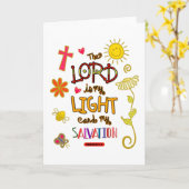 主は私の光と私の救いの聖句である カード (黄色い花)