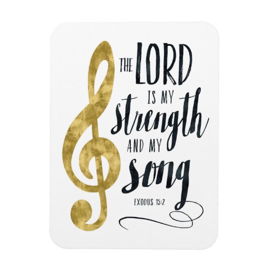 主は私の力と私の歌の金ゴールドプリント マグネット (縦)