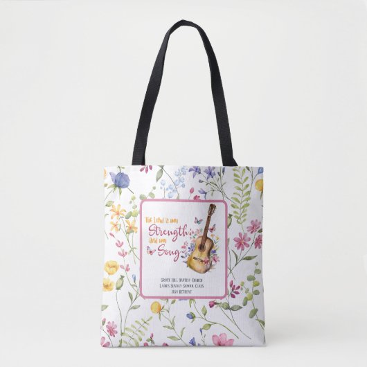 主は私の力の聖書日曜学校のカスタム トートバッグ (正面)