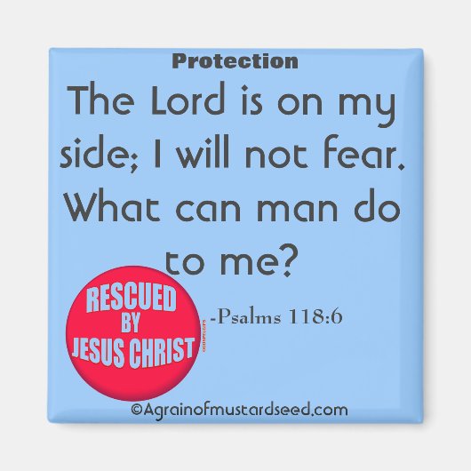 主は私の味方である聖書の引用文 マグネット (正面)