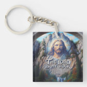主は私の岩である：聖なる彫刻のイエス キーホルダー (正面)