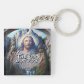 主は私の岩である：聖なる彫刻のイエス キーホルダー (裏面)